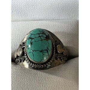 Vintage Sterling Silver And Turquoise Ring Bali